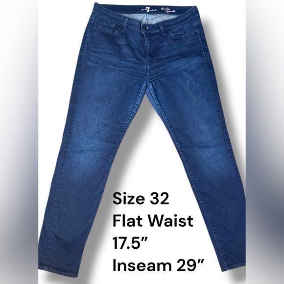 7 For All Mankind The Slim Cigarette- Dark Wash, Low rise skinny jeans - Picture 2 of 9